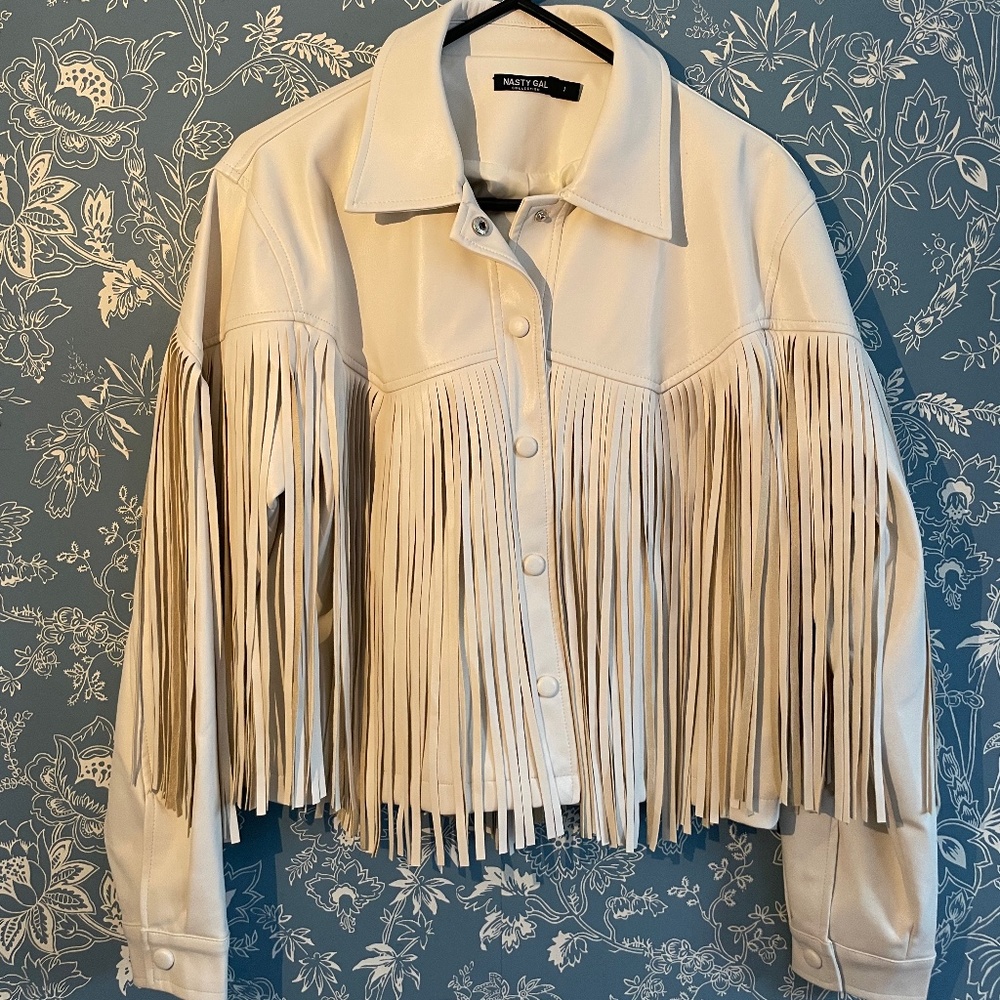 Fringe pleather jacket